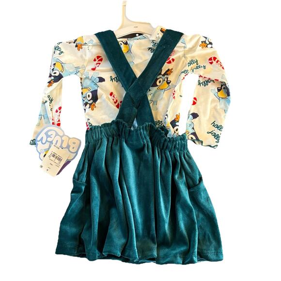 NWT Bluey Christmas Shirt & Overall Skirt Outfit Size 18 Months - Picture 2 of 12